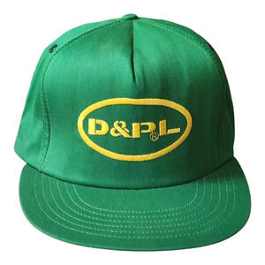 D&PL Snapback Hat Green & Yellow Adjustable USA Vintage